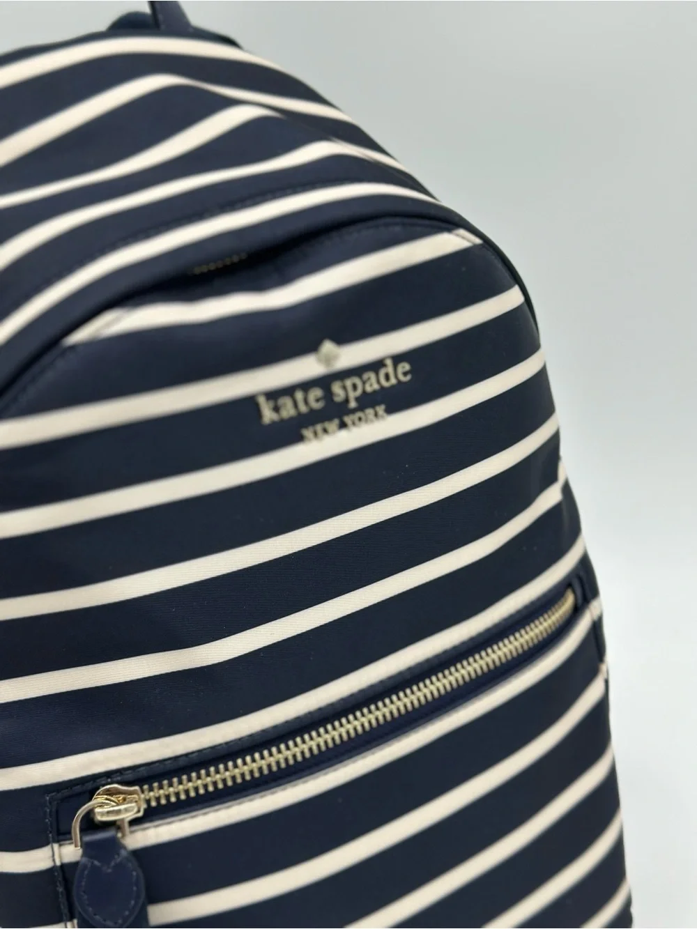 kate spade Navy and White Striped Mini Backpack